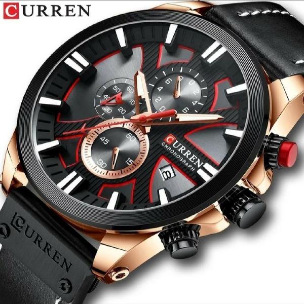 Relógio de luxo Curren - original - pulseira de coro -