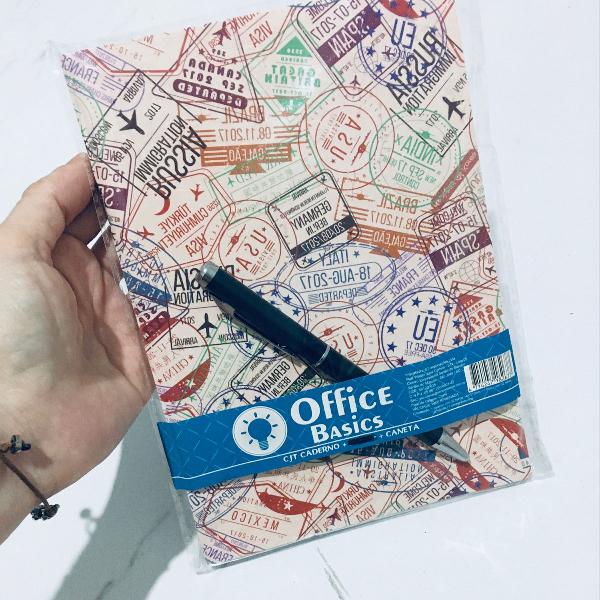 caderno + caneta preta - office basics