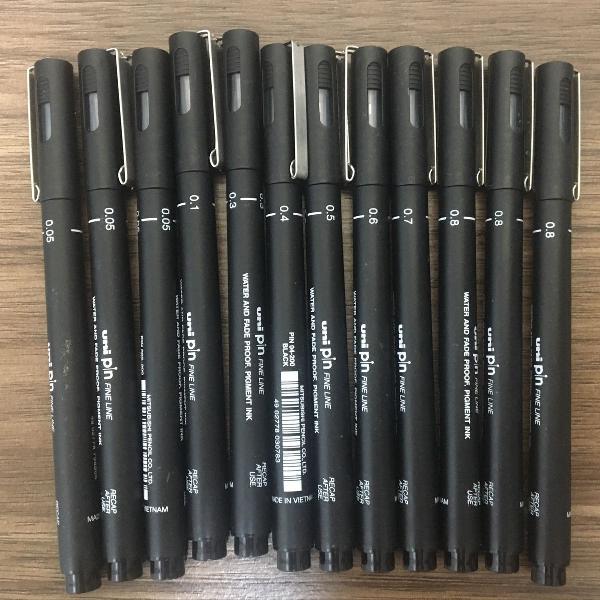 conjunto com 12 canetas nankin