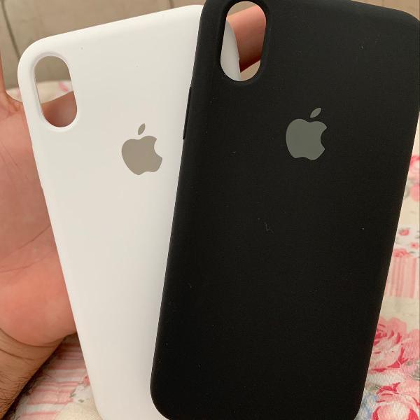 kit 02 capinhas silicone líquido logo apple iphone xr