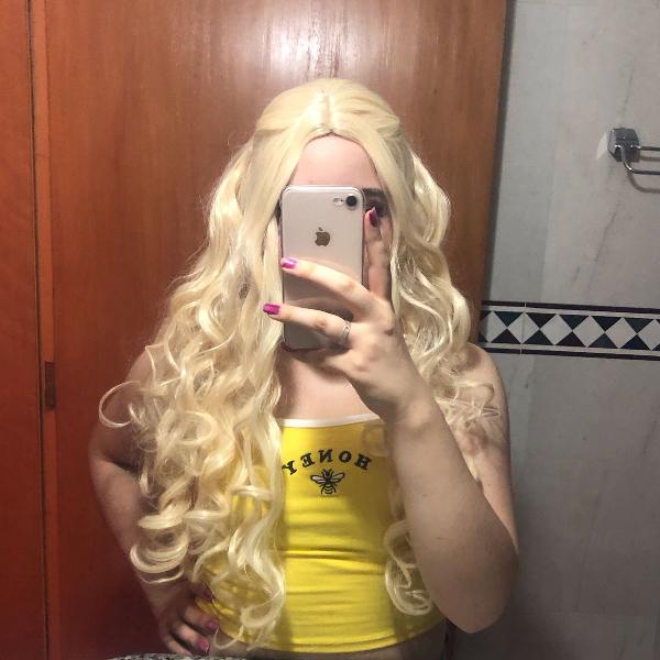 peruca wig cosplay loira comprida