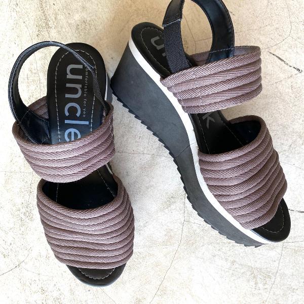 sandália uncle k estilo plataforma com tiras em nylon cinza
