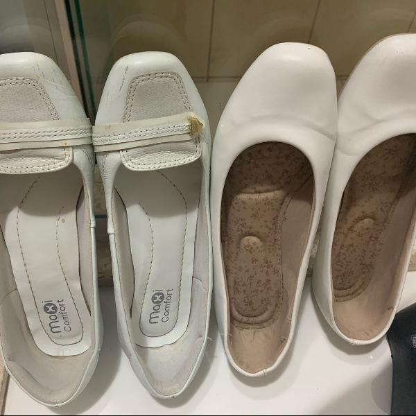 sapatos brancos linha confort