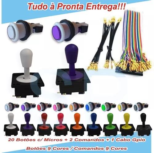 20 Botões Acrílico + 2 Comandos Completos + 1 Cabo Gpio