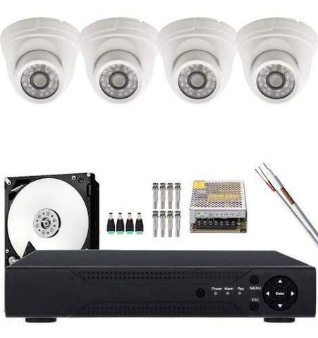 Kit CFTV 4 Cameras com HD 500GB