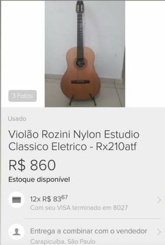 Violão Rozini Nylon Estudio Classico Eletrico - Rx210atf