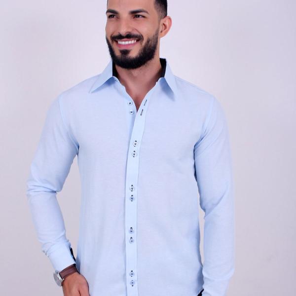 camisa social masculina manga longa slim