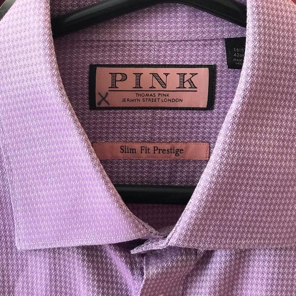 camisa social/ thomas pink/ slim fit/ tamanho g / lilas,
