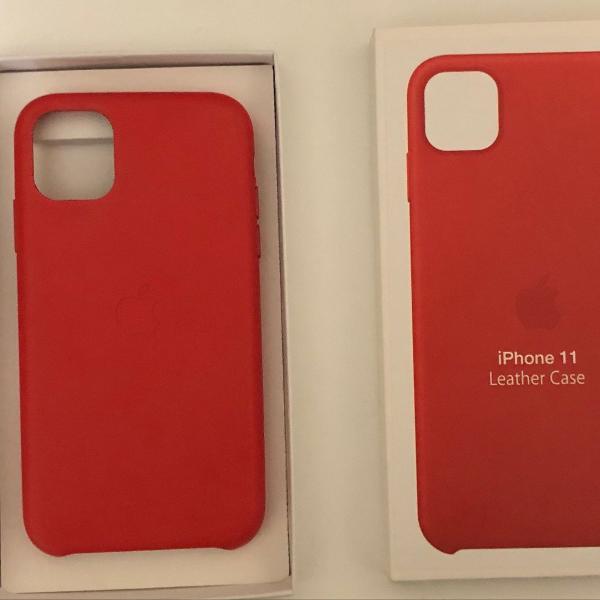 capa couro para apple iphone 11 vermelha