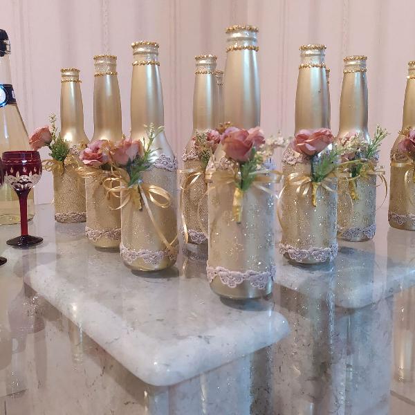 10 garrafas decoradas decoração de casamento centro de