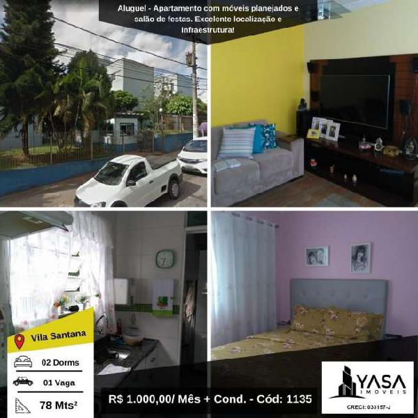 Apartamento para locação na Vila Santana - Zona Leste de