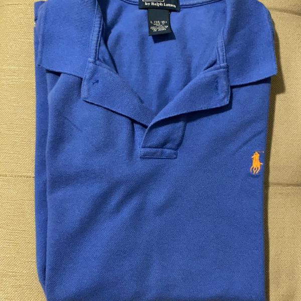 camisa polo azul infantil ralph lauren tamanho 14-16 anos