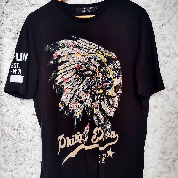 camiseta t-shirt Philipp Plein preta 100% algodão toda