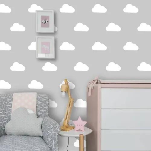 Adesivo De Parede Quarto Infantil Nuvens 50un 10cm+50un 7cm