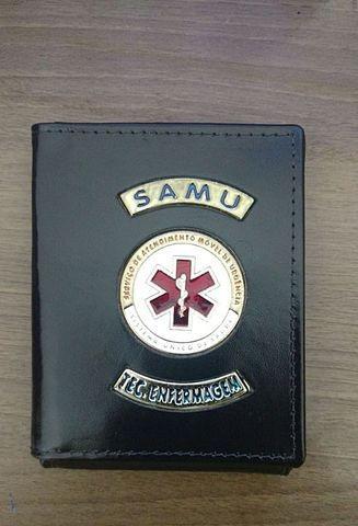Carteira de couro para Técnico Enfermagem do SAMU