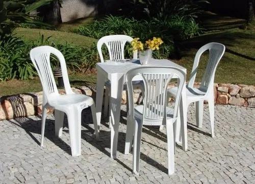 Conjunto De Mesas E 4 Cadeiras De Plastico Branco - Inmetro