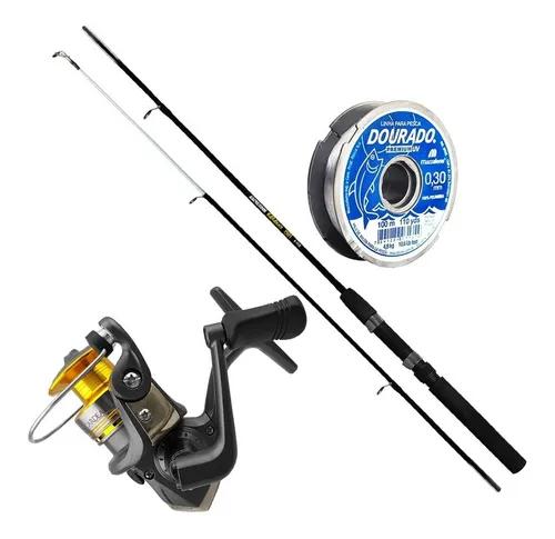 Kit Pesca Molinete Albatroz Cardeal 3 Rolamentos Vara Linha