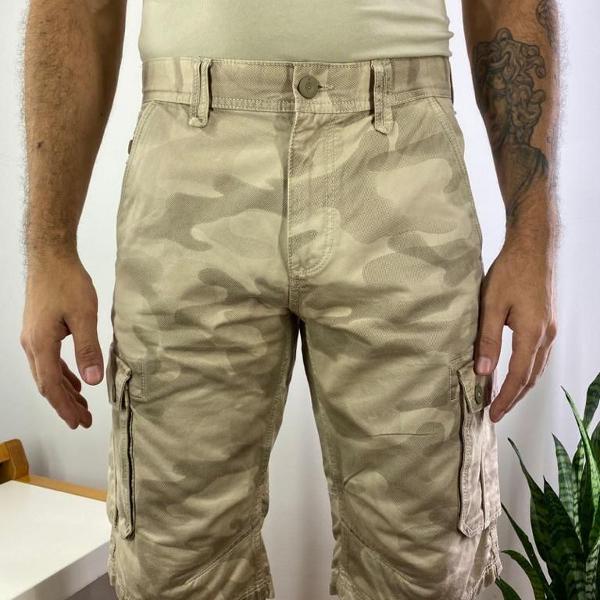 bermuda jeans cargo camuflada tática grossa bolso estampada