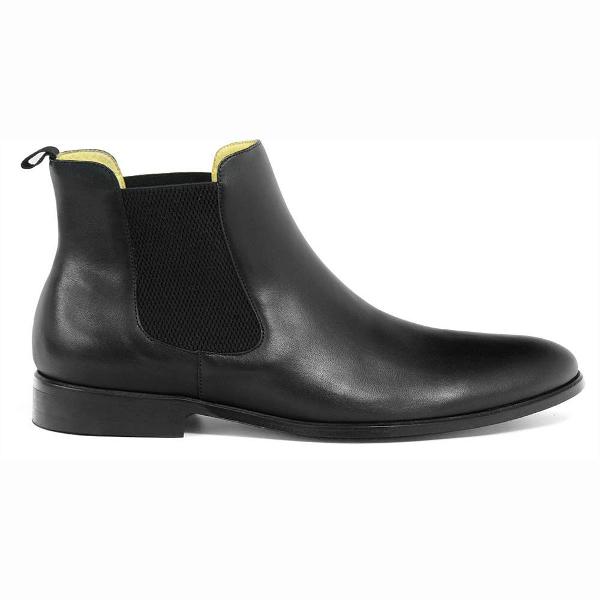 bota chelsea masculina cor preto solado de couro