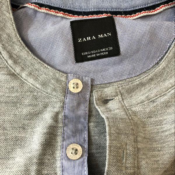 camiseta henley cinza zara