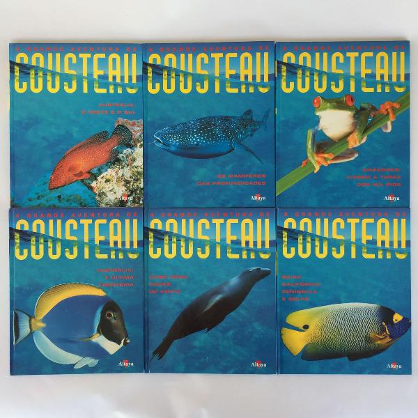 coleção de livros a grande aventura de cousteau com 6