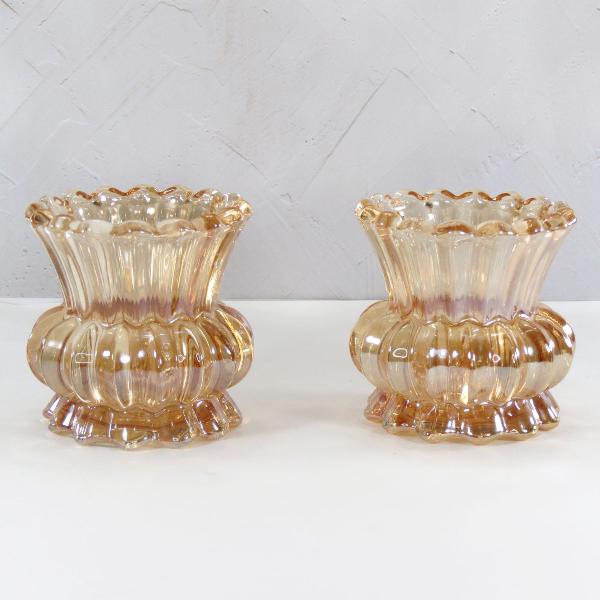 conj decoração linha bela flor ambar 2 mini vasos vidro