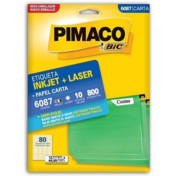 etiqueta ink-jet/laser carta 12,7x44,4 6087 pimaco pt 800 un