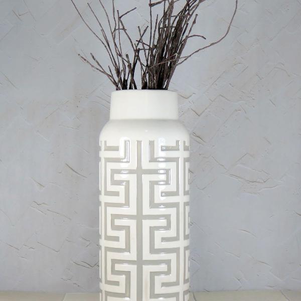 lindo vaso decorativo plantas flores cerâmica branco atenas