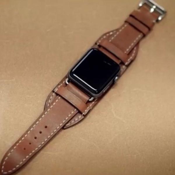 pulseira de relógio apple watch em couro legítimo