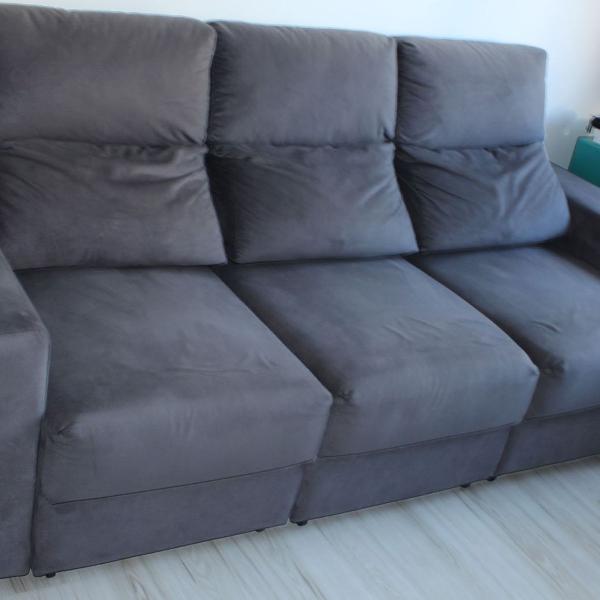 sofa retrátil cinza 3 lugares