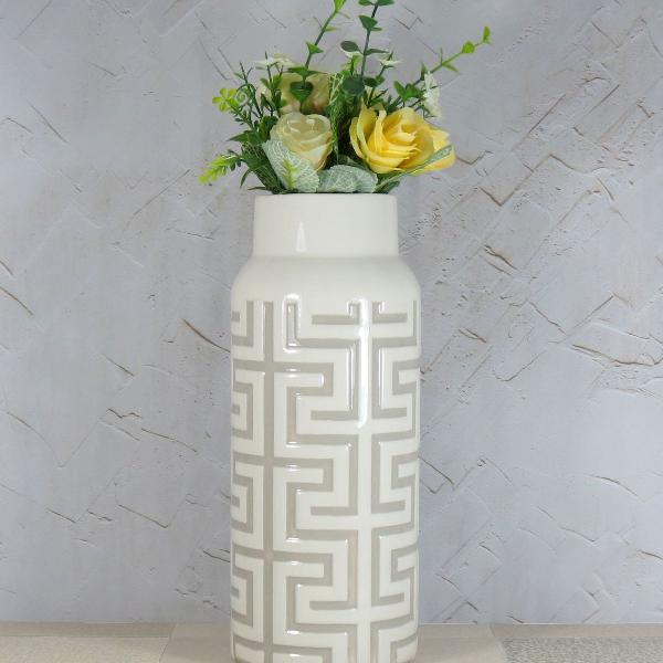 vaso étnico decorativo plantas flores cerâmica mod atenas