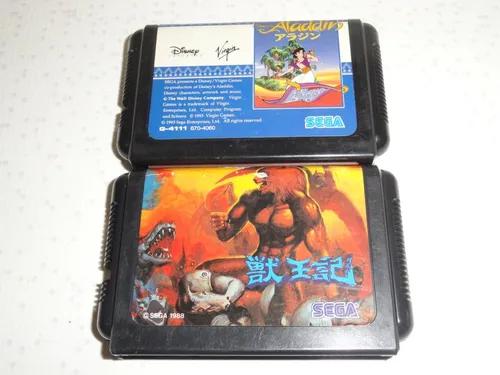 2 Fitas Mega Drive Sega Japones Altered Beast Aladdin Leia