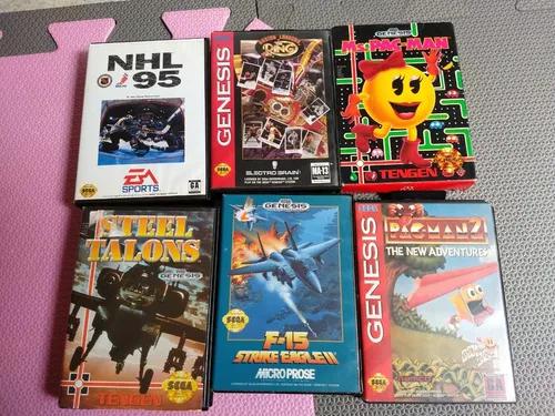 6 Jogos Mega Drive Originais Completos Com Caixas E Manuais