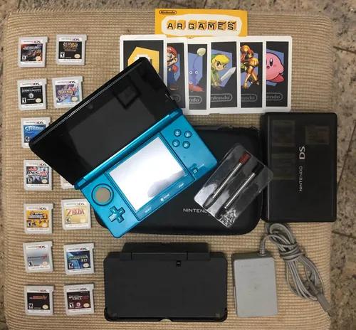 Nintendo 3ds Aqua Blue, 14 Jogos Orig-sd 32g Conservadissimo