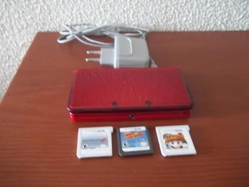 Nintendo 3ds Vermelho + 3 Jogos