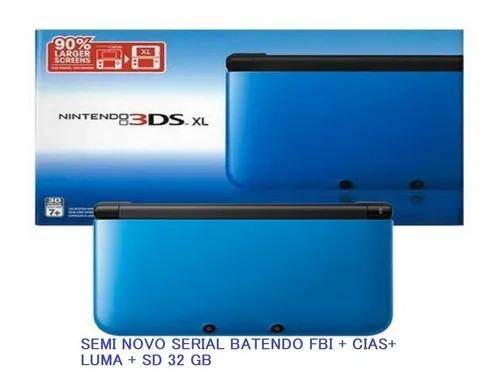 Nintendo 3ds Xl Azul Na Caixa Serial Batendo Dsbloq Luma Fbi