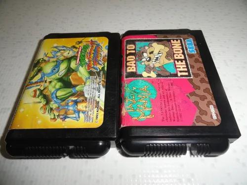 Oferta 2 Fitas Turtles Sega Mega Drive Tartarugas Ninja Taz