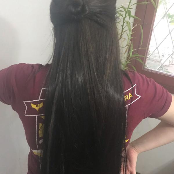 aplique flip hair, 80 cm castanho escuro natural