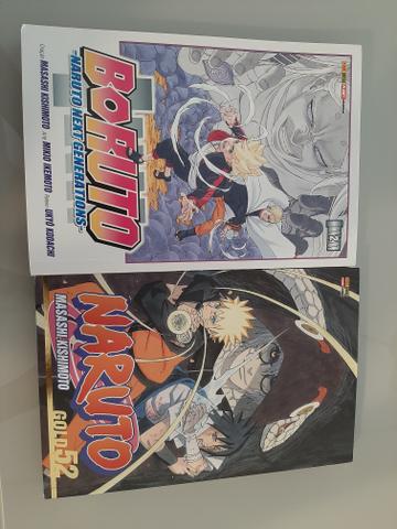 Livros um do naruto volume 52 e um livro da série boruto