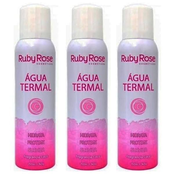 kit 3 frascos água termal ruby rose com fragrância