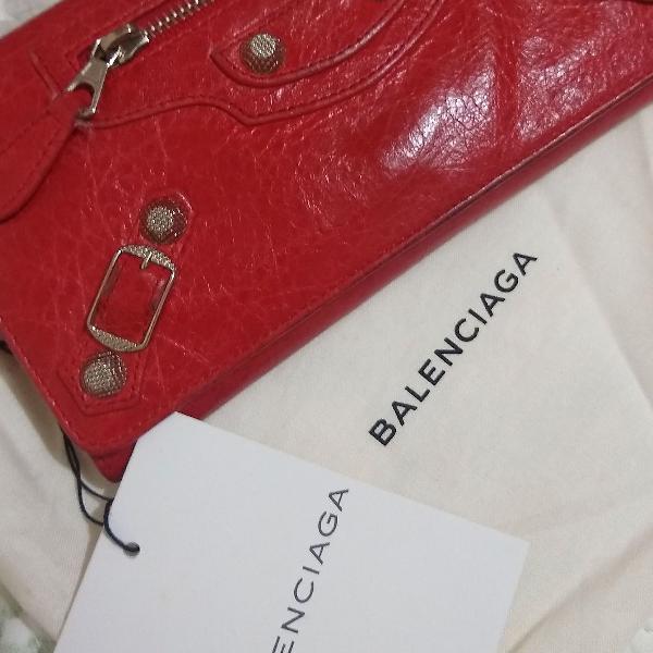 Carteira Balenciaga vermelha semi nova