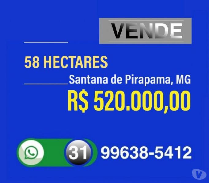 Vende 58 Hectares, Região Santana de Pirapama, MG
