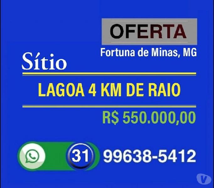 Vende Sítio, Lagoa 4 Km de Raio, Fortuna de Minas, MG