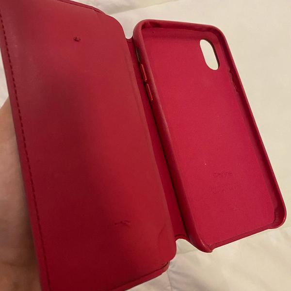 capa case carteira original iphone x em couro pink
