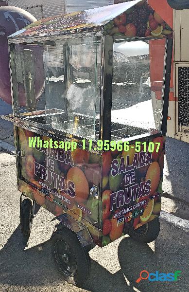 carrinho de salada de frutas com 06 cubas inox