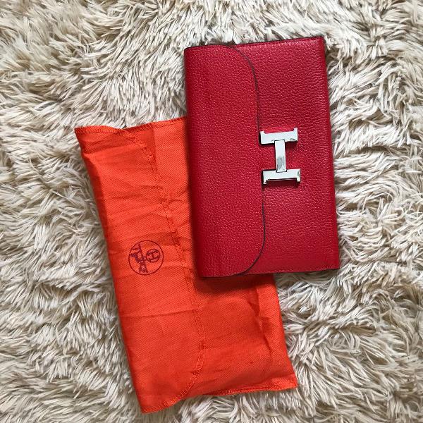 clutch carteira hermes vermelha