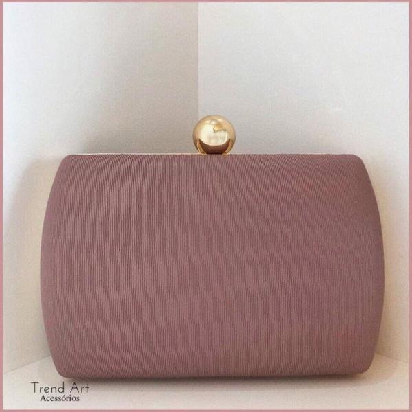 clutch rose com detalhes dourados