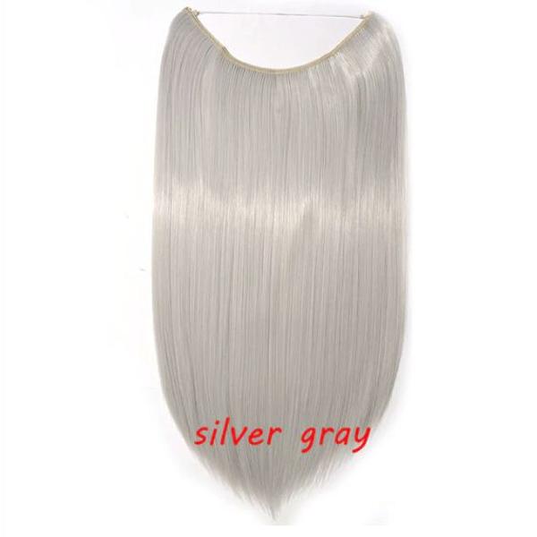 extensão de cabelo tipo tiara aplique cor cinza liso