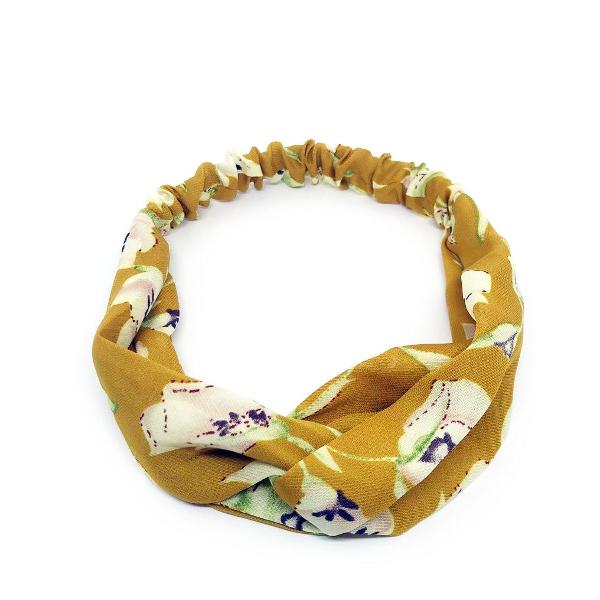 faixa cabelo floral amarelo