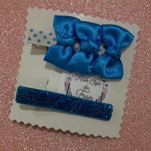 hair clips azul turquesa